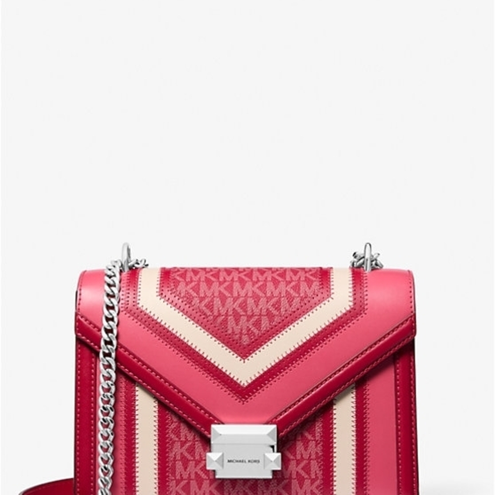Michael Kors Whitney Medium Flap Chain Shoulder Bag — Dark Raspberry Multi — NWT